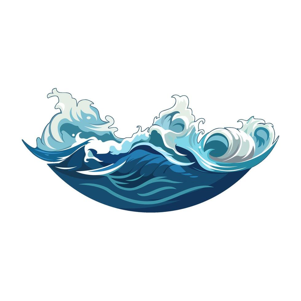 Stylized wave illustration with foam and motion lines fishing illustration vector