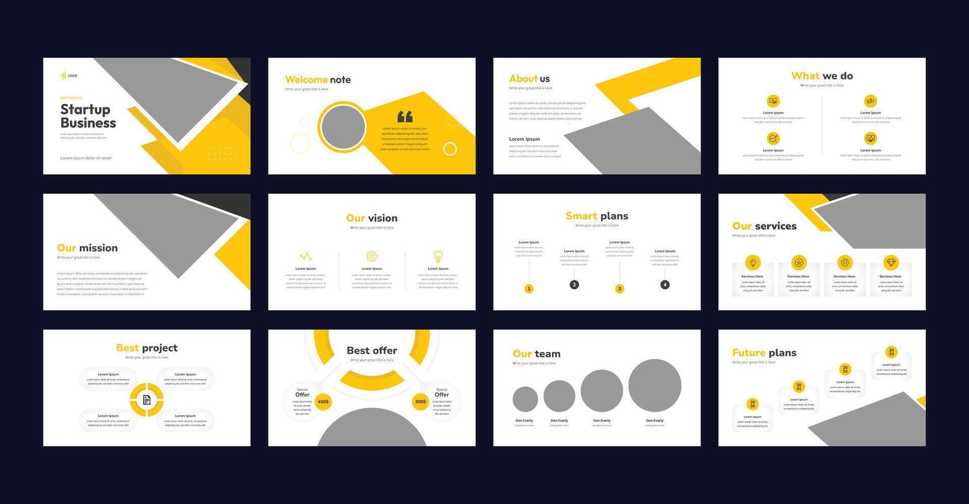 Business Startup Presentation Template, Business Startup Presentation Slides Layout, Creative Business Presentation Slides Template Design. vector
