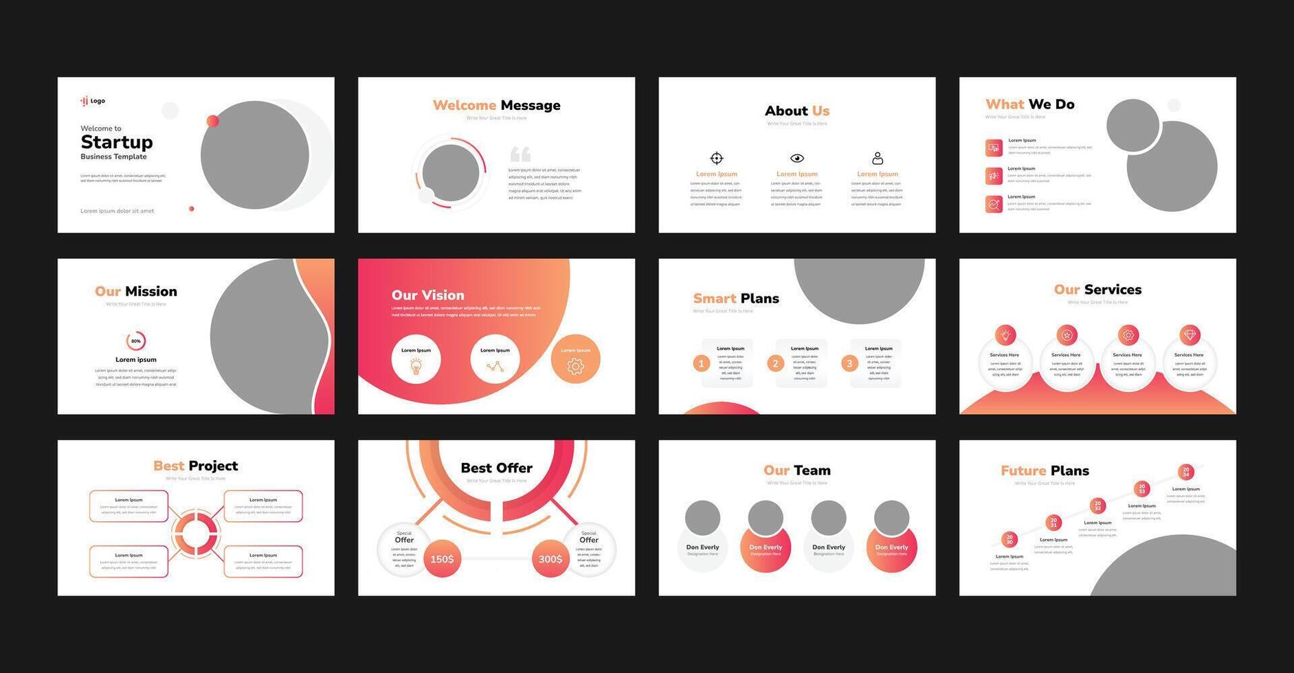 Business Startup Presentation Slides Layout. Creative Business Presentation Slides Template Design. vector