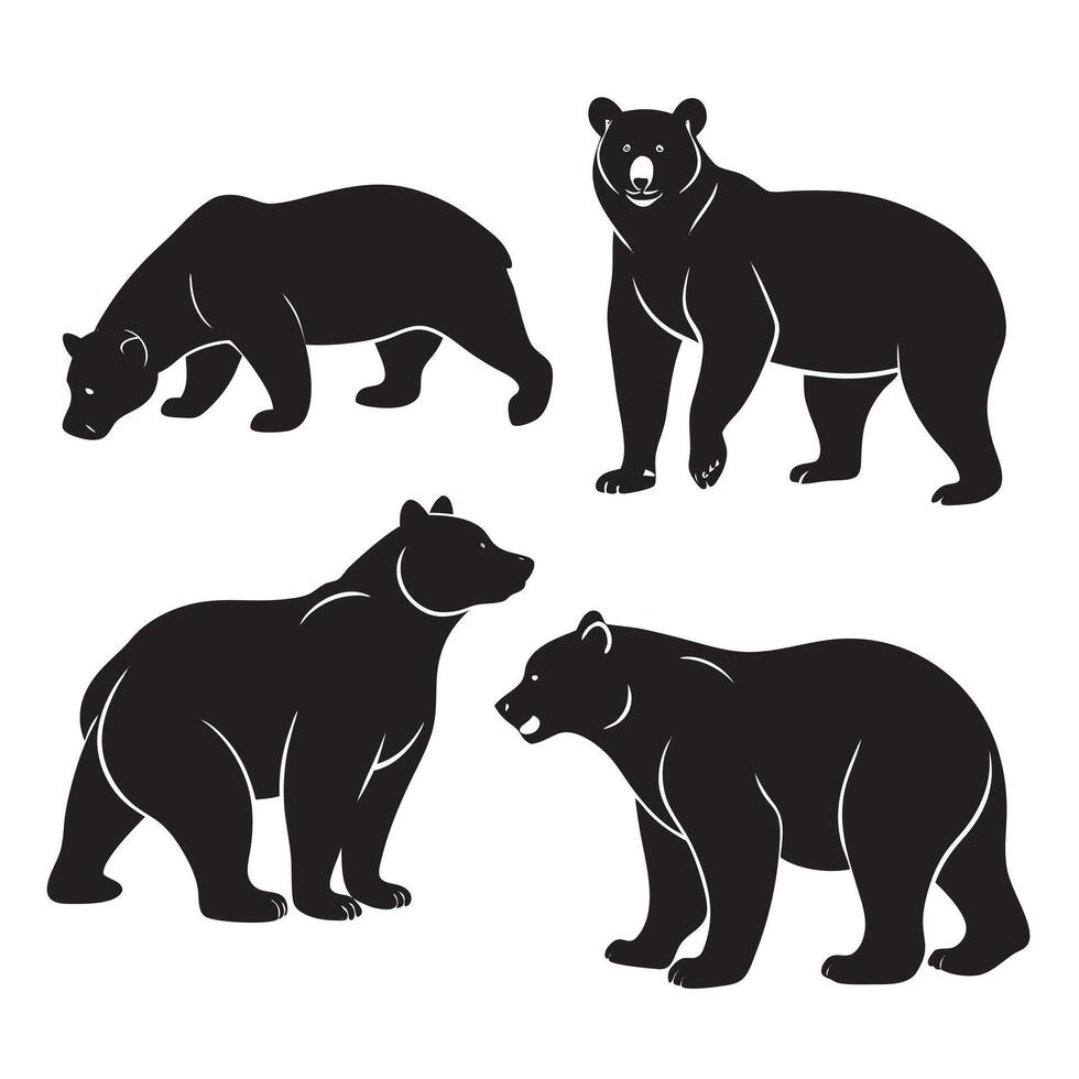 bear silhouettes in various poses vector