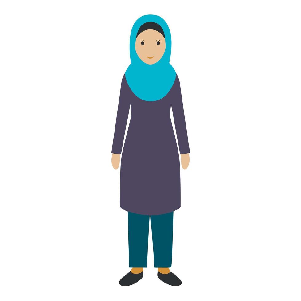 woman in hijab standing pose vector