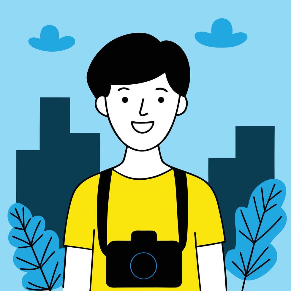 digital drawing of camera man vector