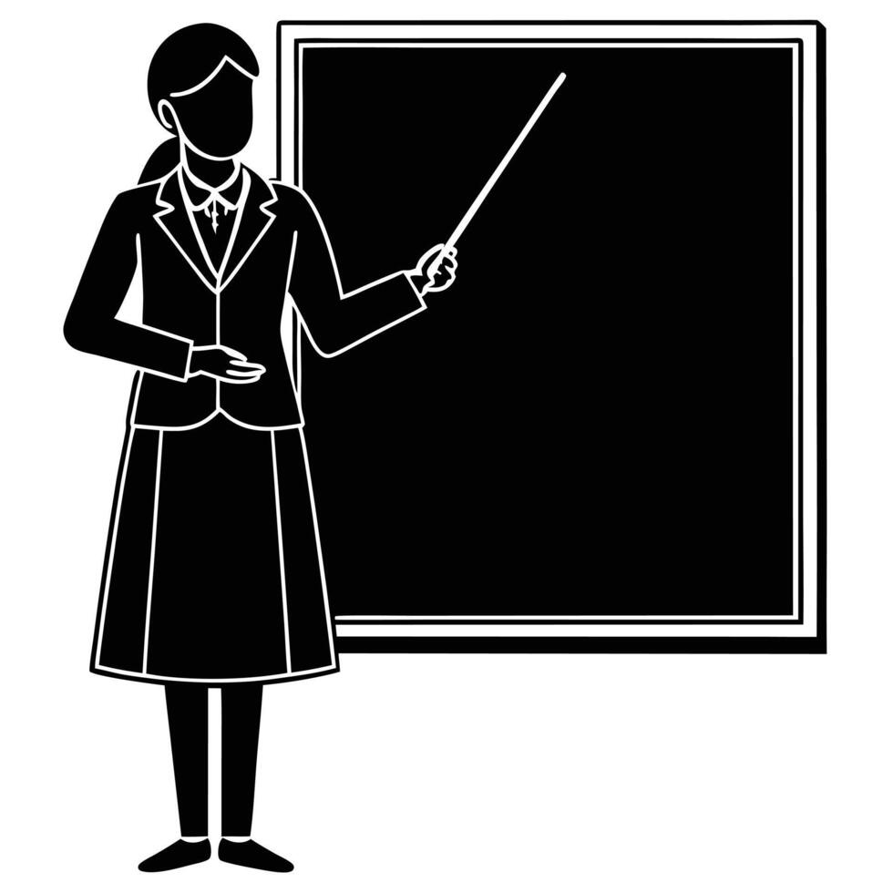 Teacher at blackboard silhouette vector
