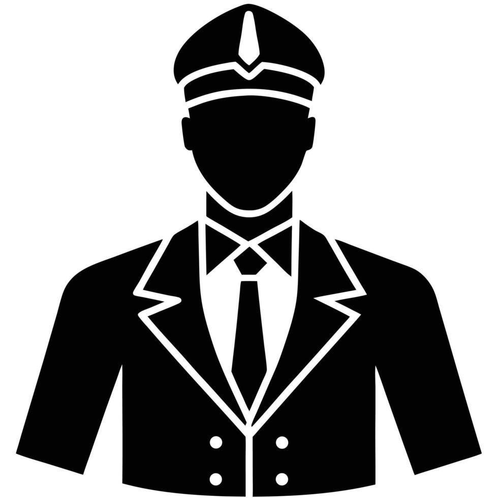 airplane pilot man silhouette on white background vector