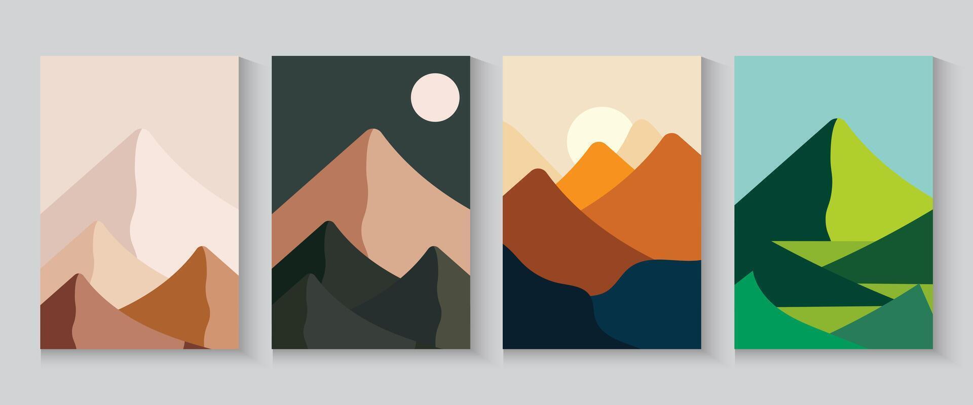 vertical banners with nature mountains and trees vector