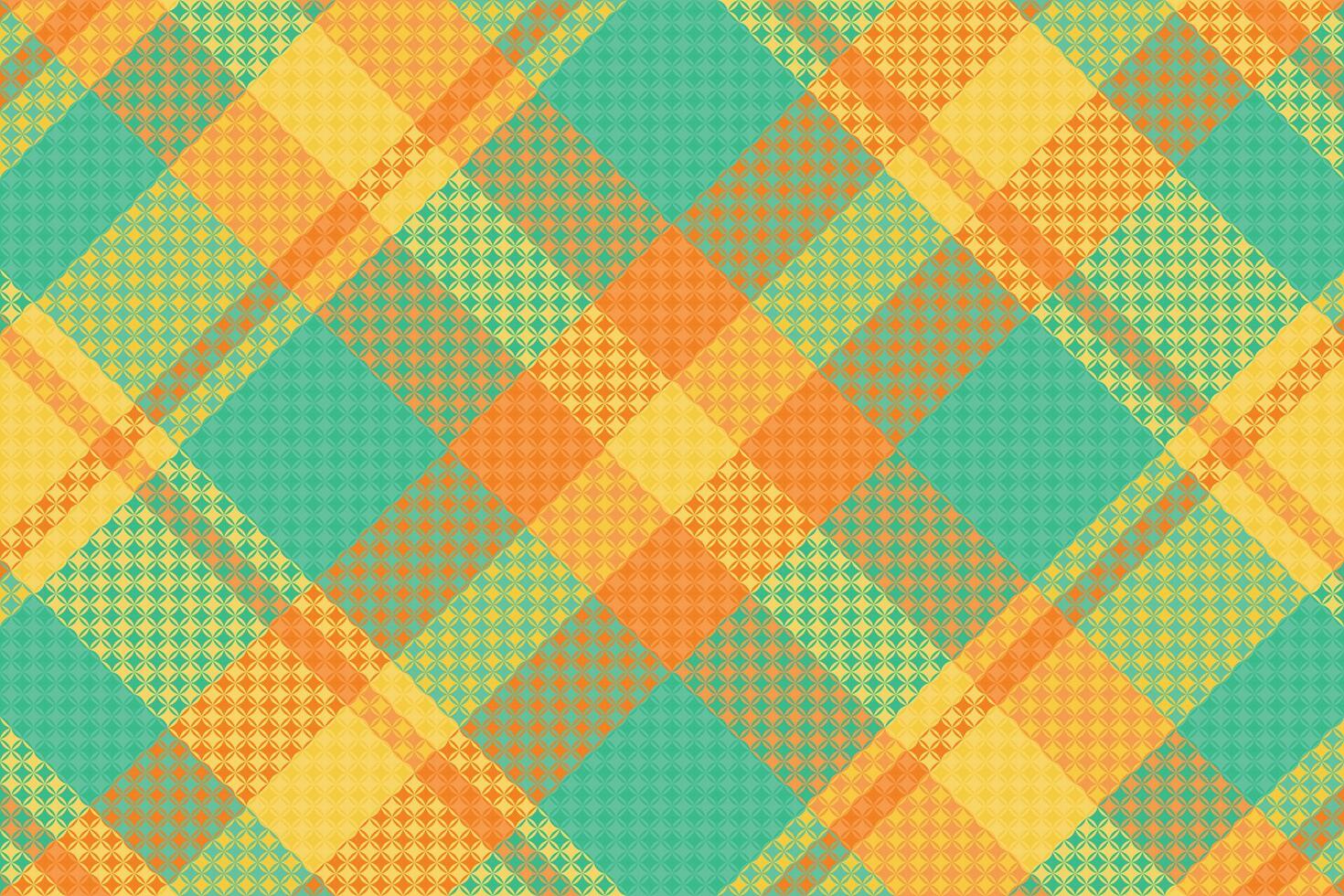 A plaid pattern in orange, green and yellow vector