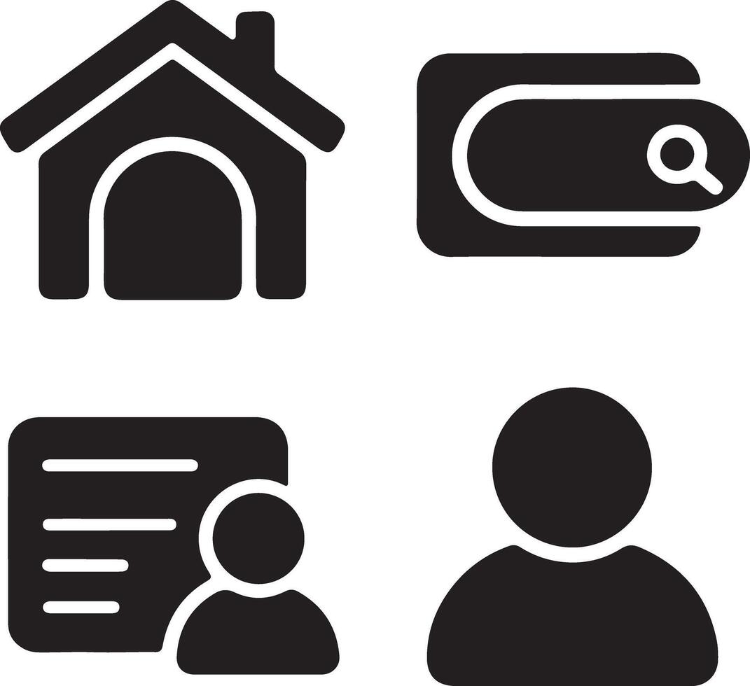Minimal UI Symbol Pack Home, Gear, User and Search Icons vector