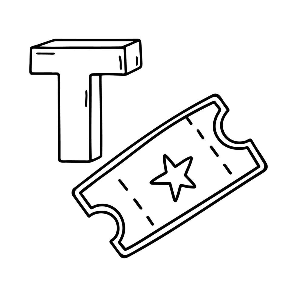 An illustration of letter T stands for Ticket vector