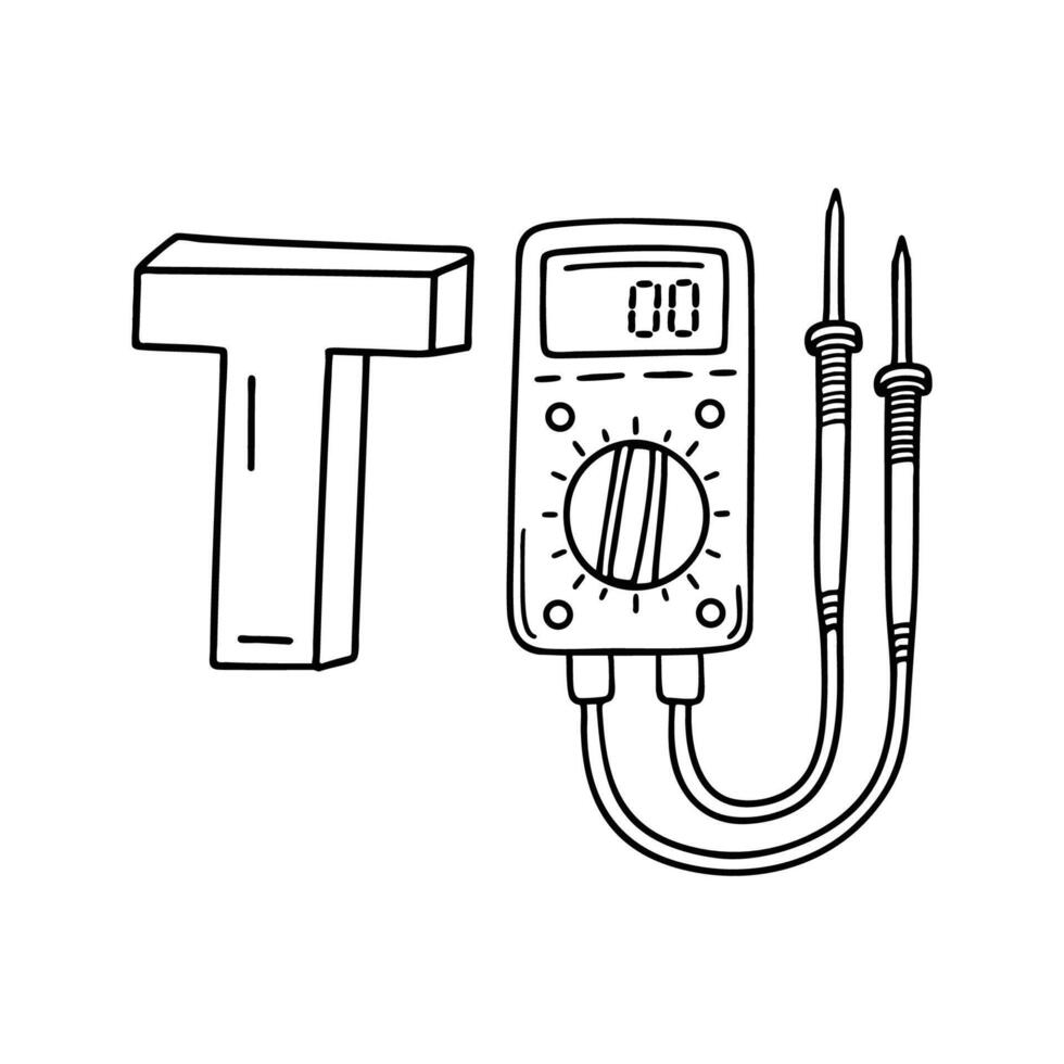 An illustration of letter T stands for Test meter vector