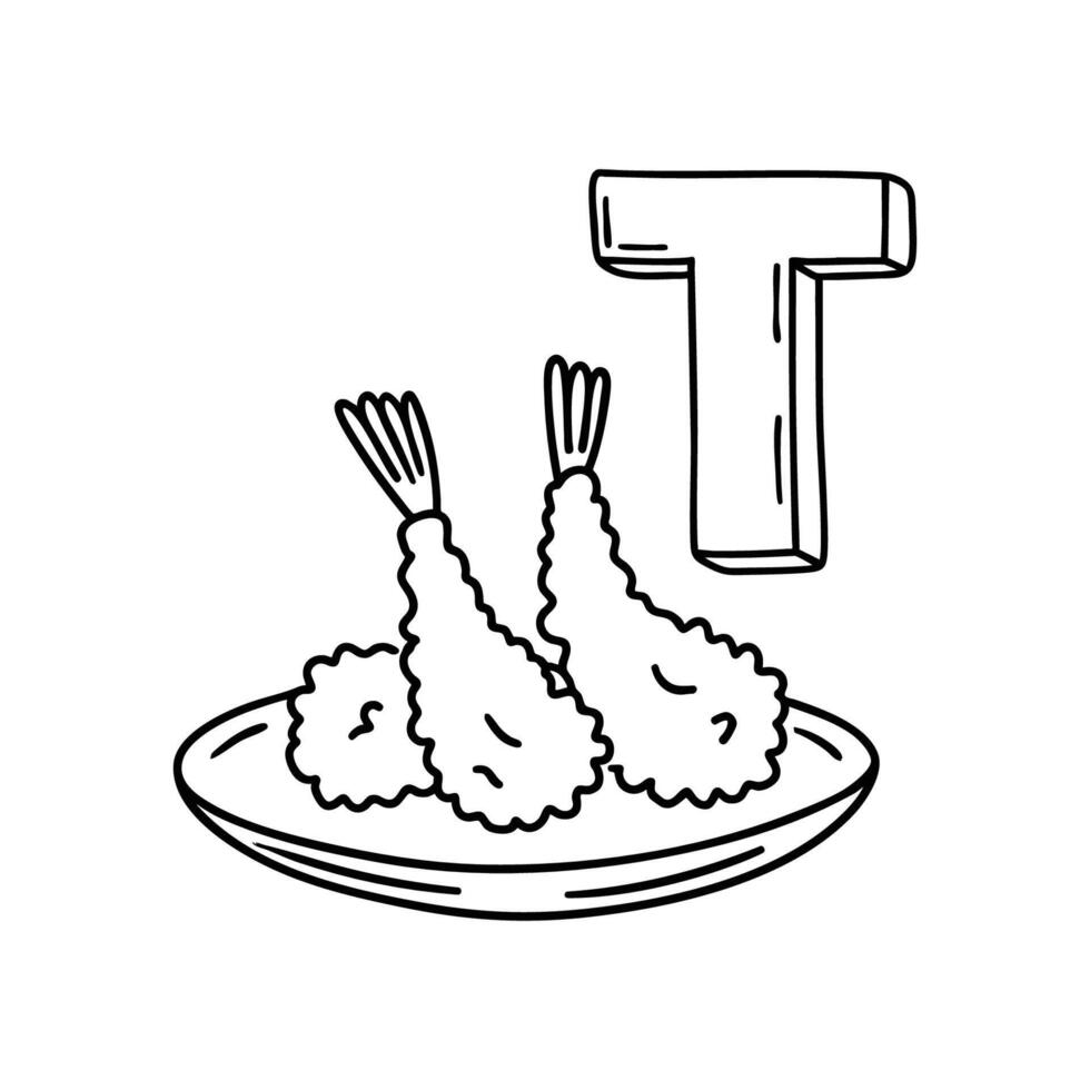 An illustration of letter T stands for Tempura vector