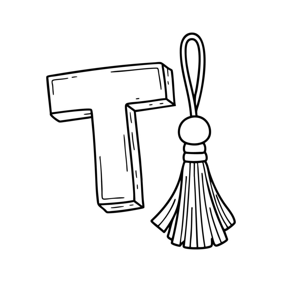 An illustration of letter T stands for Tassel vector