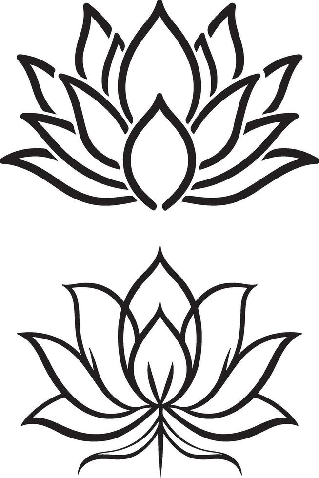 Minimalist Lotus Flower Line Art vector