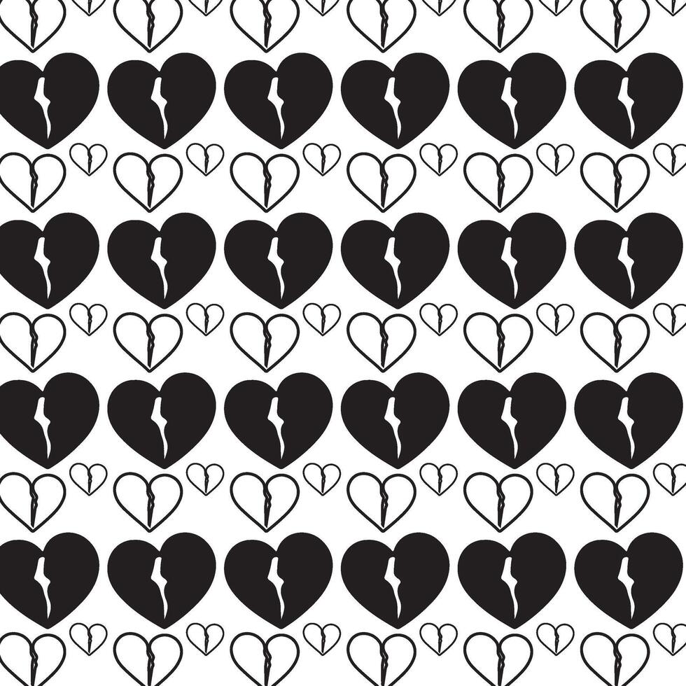 Repeating Broken Heart Line Art vector