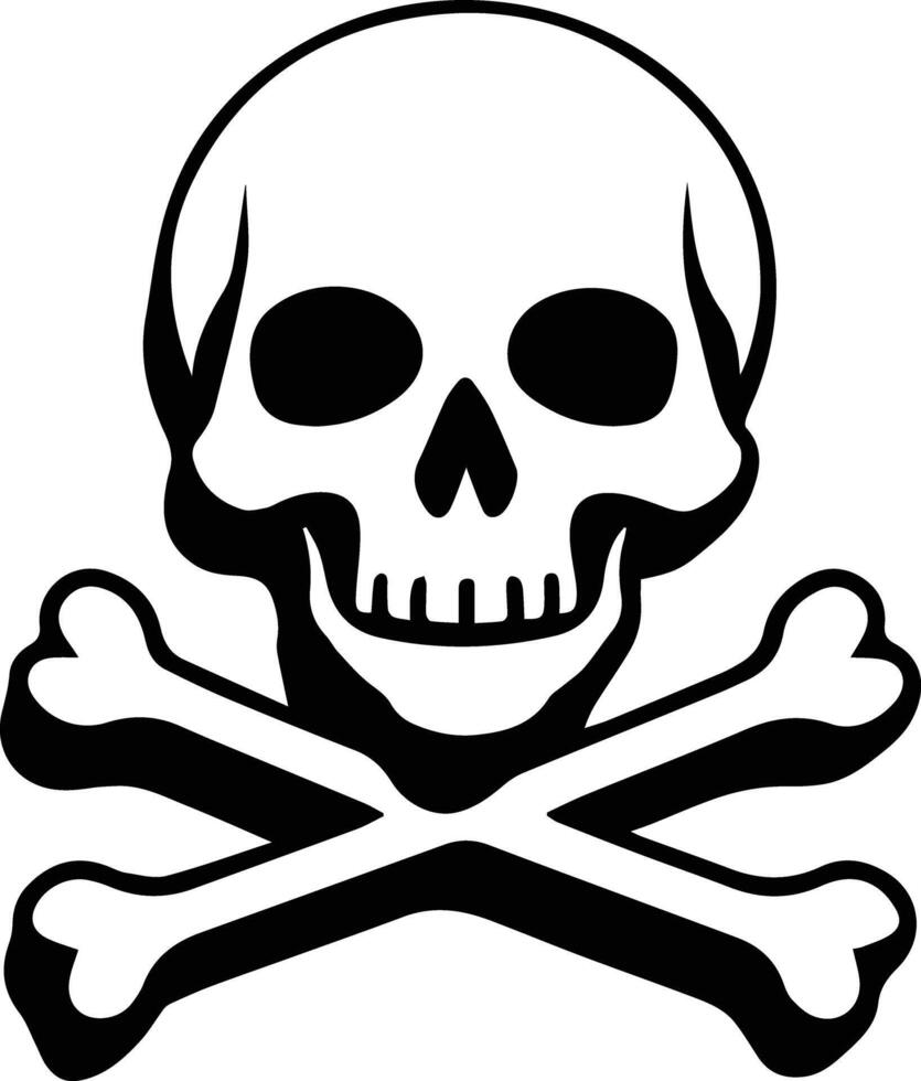 A danger icon with cross bone and human skull silhouette vector