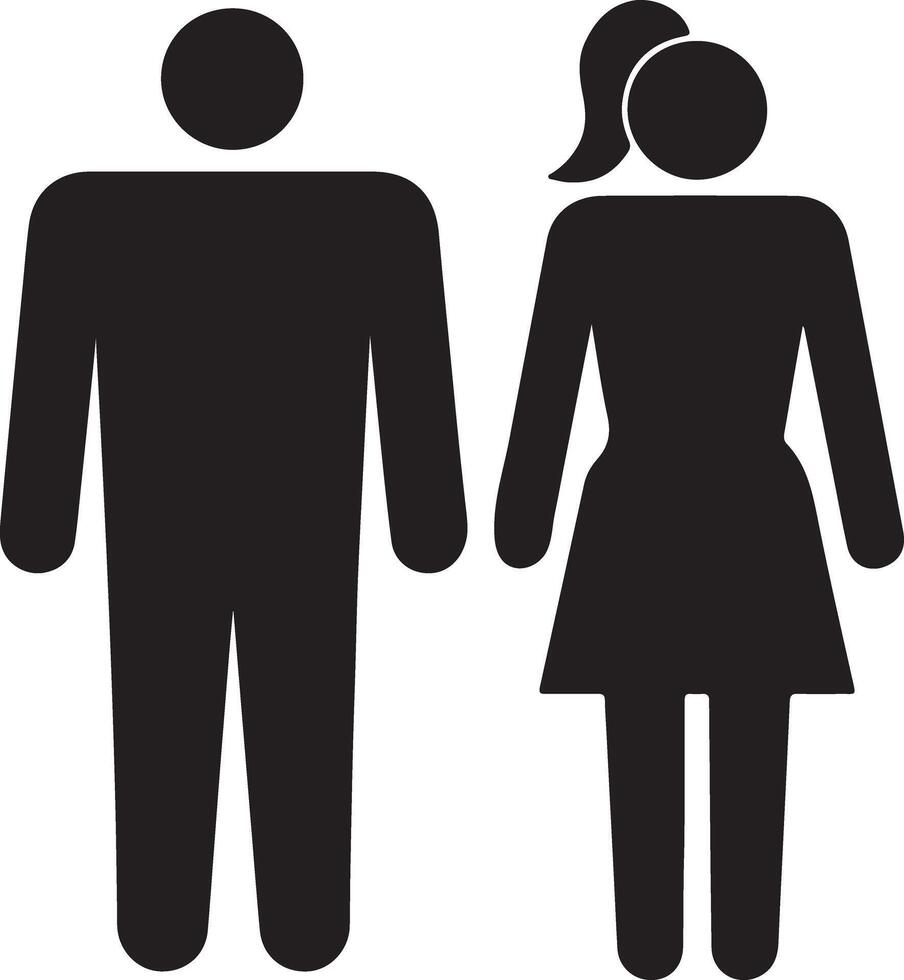 A silhouette illustration of a plus size healthy man and woman icon vector