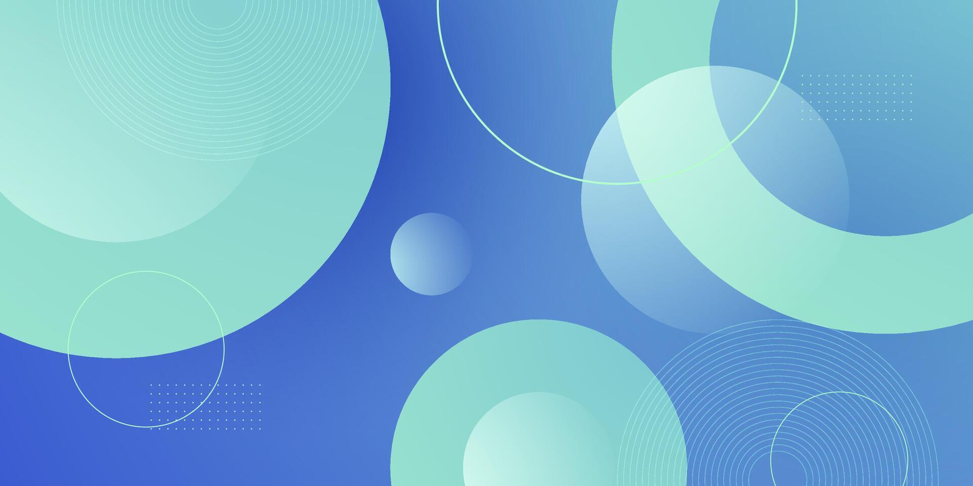 Abstract bright colorful blue gradient green circle background. Trendy shapes circle geometric pattern. vector