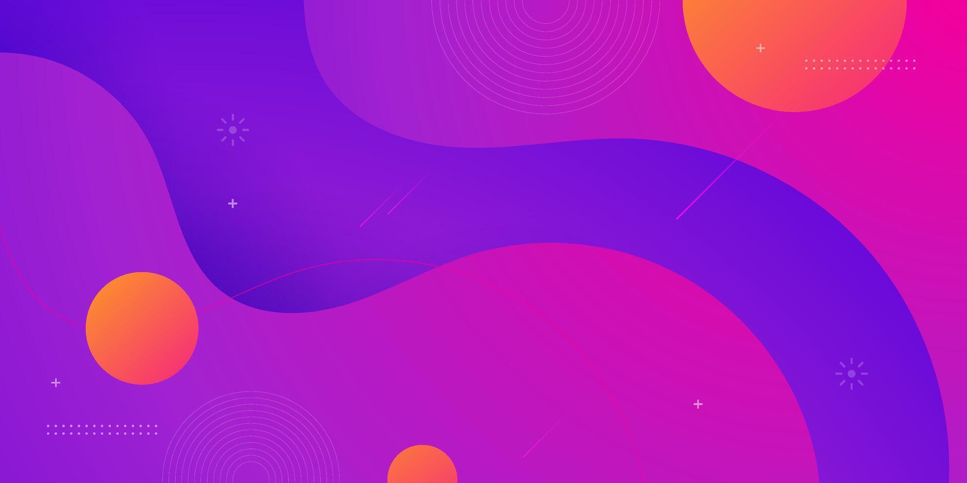 Abstract colorful purple and pink gradient background with orange circle shapes pattern . Trendy graphic design background. vector