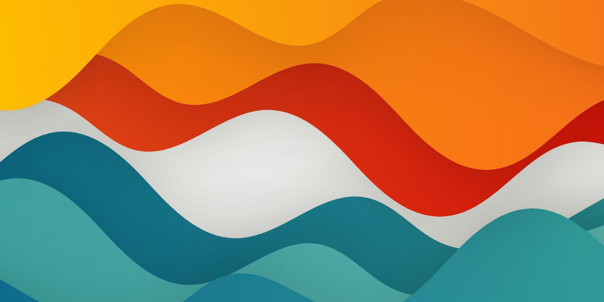 Abstract colorful wave pattern background. Trendy wave fluid liquid design background. Orange and green wave pattern on white background. vector