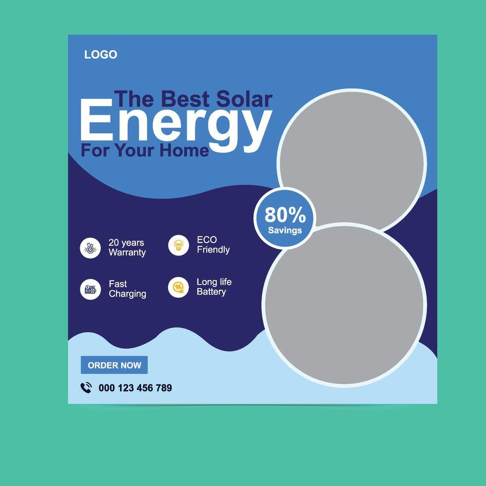 Sustainable Energy Social Post Clean Solar Power Design Template vector