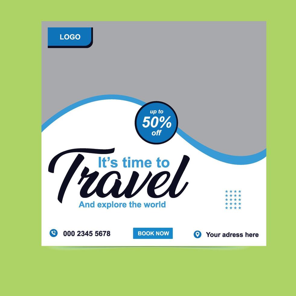 Colorful Travel Marketing Post for Social Media Campaigns vector