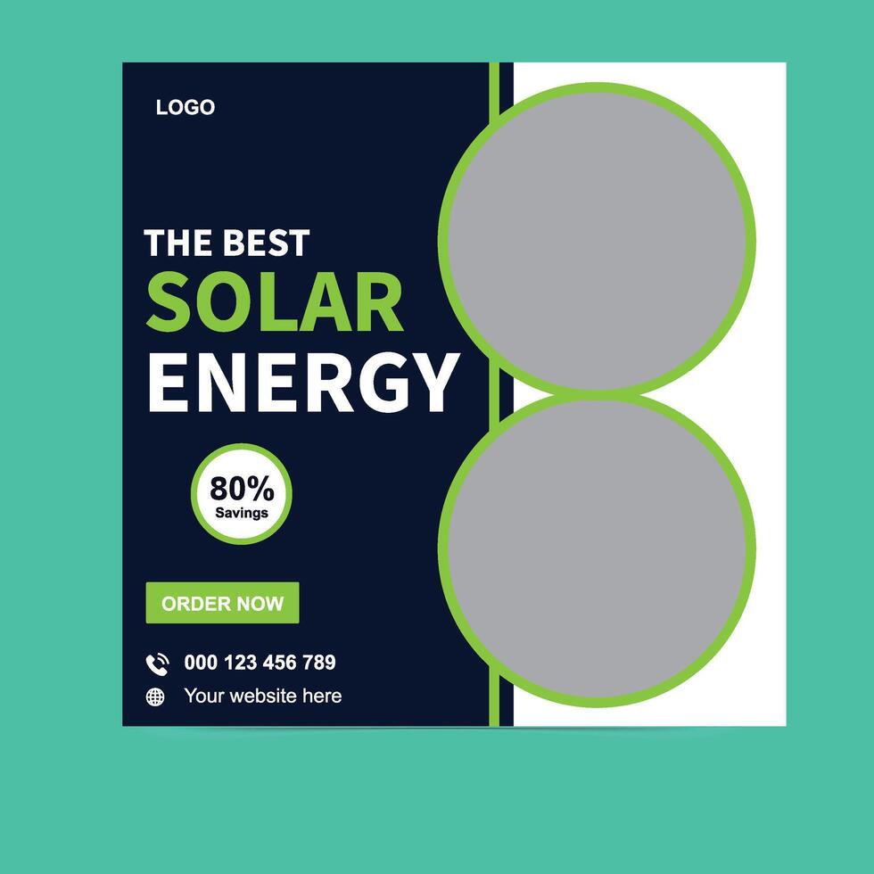 Green Solar Energy Social Media Post Design Eco-Friendly Power Concept vector