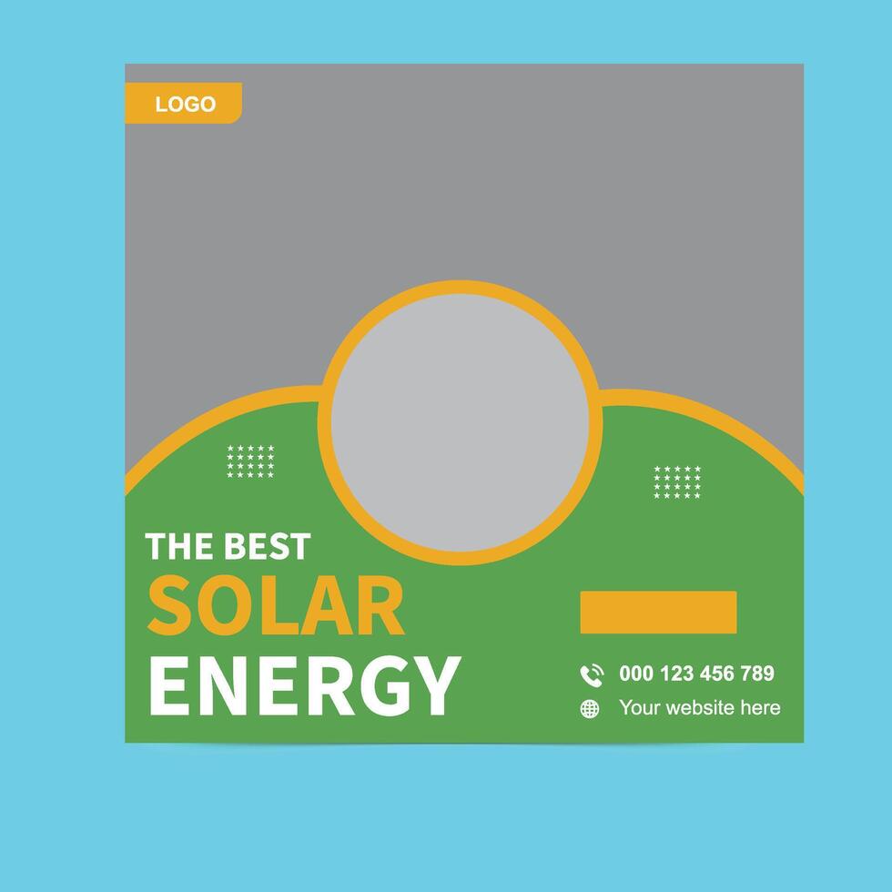 Clean Green Solar Power Ad Social Media Post Template vector