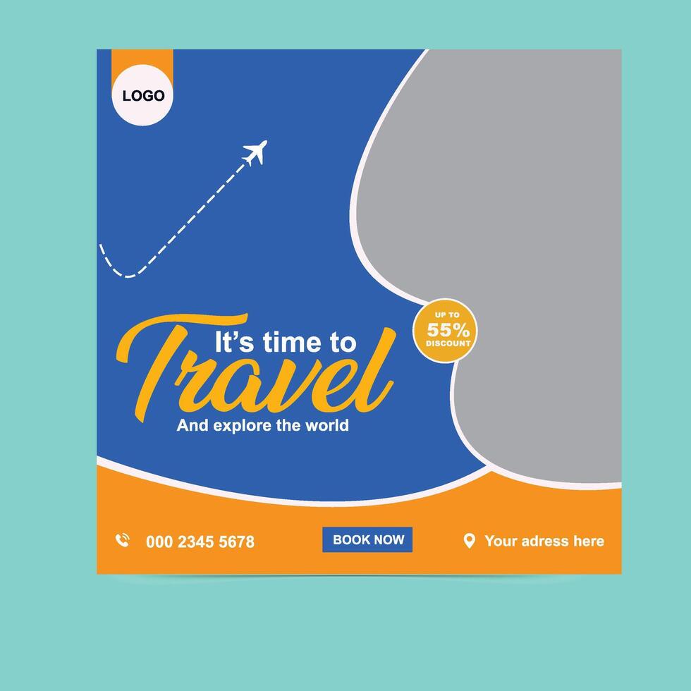 Bold and Trendy Travel Post Template for Digital Marketing vector
