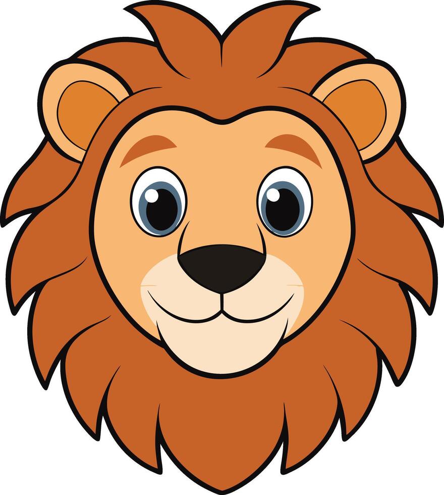 Cute Cartoon Lion Face mascot logo vector