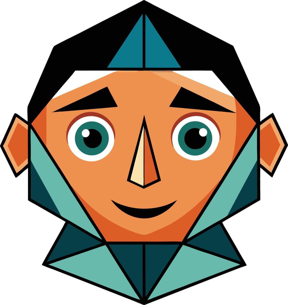 Geometric face human boy vector