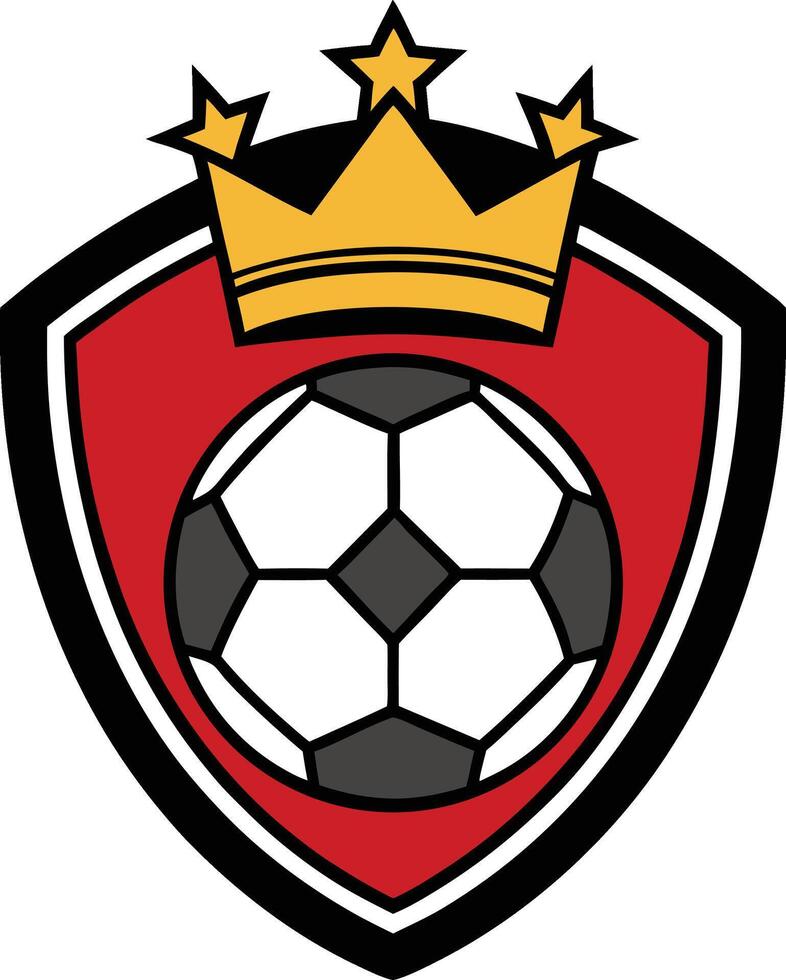 Royal Football Crest football, crowned with a regal touch, perfect for sports team branding. vector