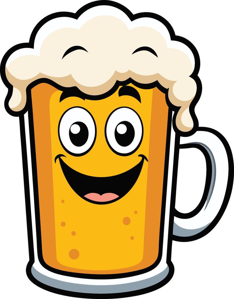 Happy Beer Mug mascot logo vector