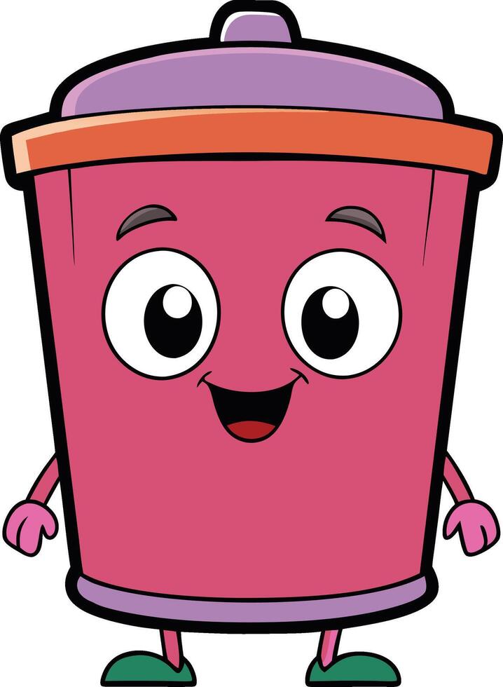Happy Trash Can Cartoon vector