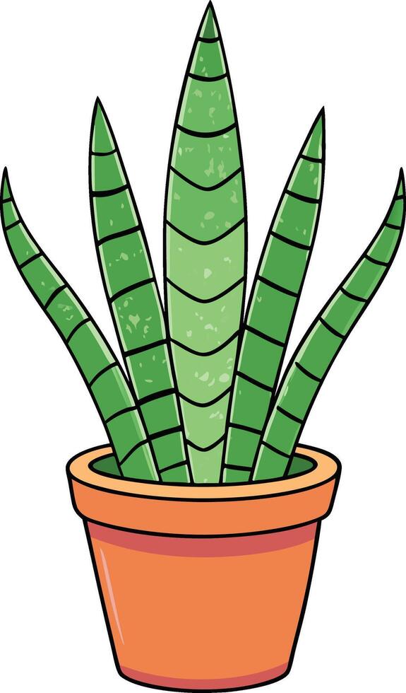 Snake Plant in Orange Pot vector