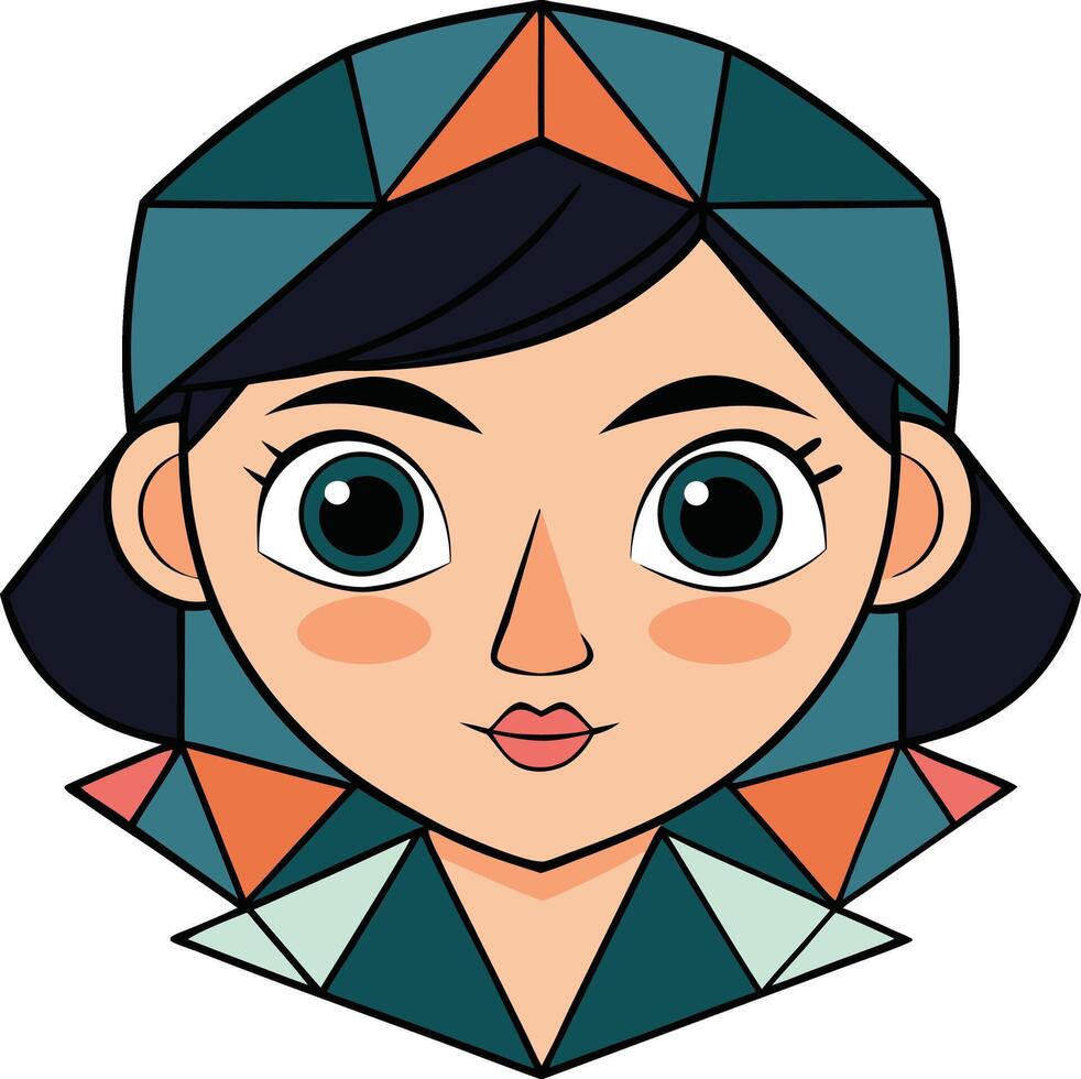 Geometric Lady Portrait vector