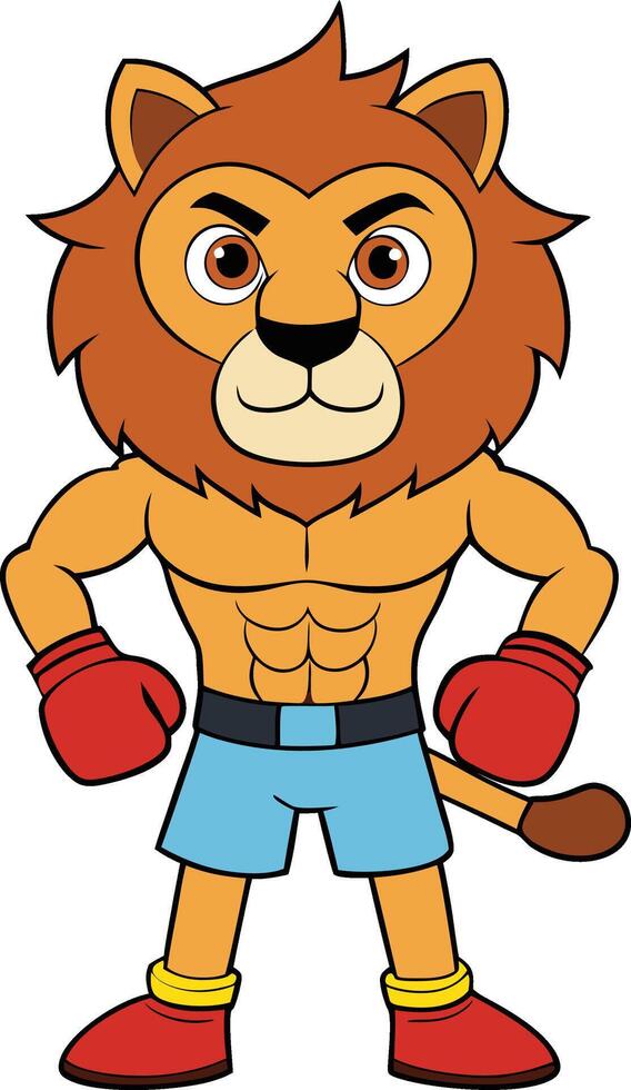 Lion is in boxing pose mascot logo design vector
