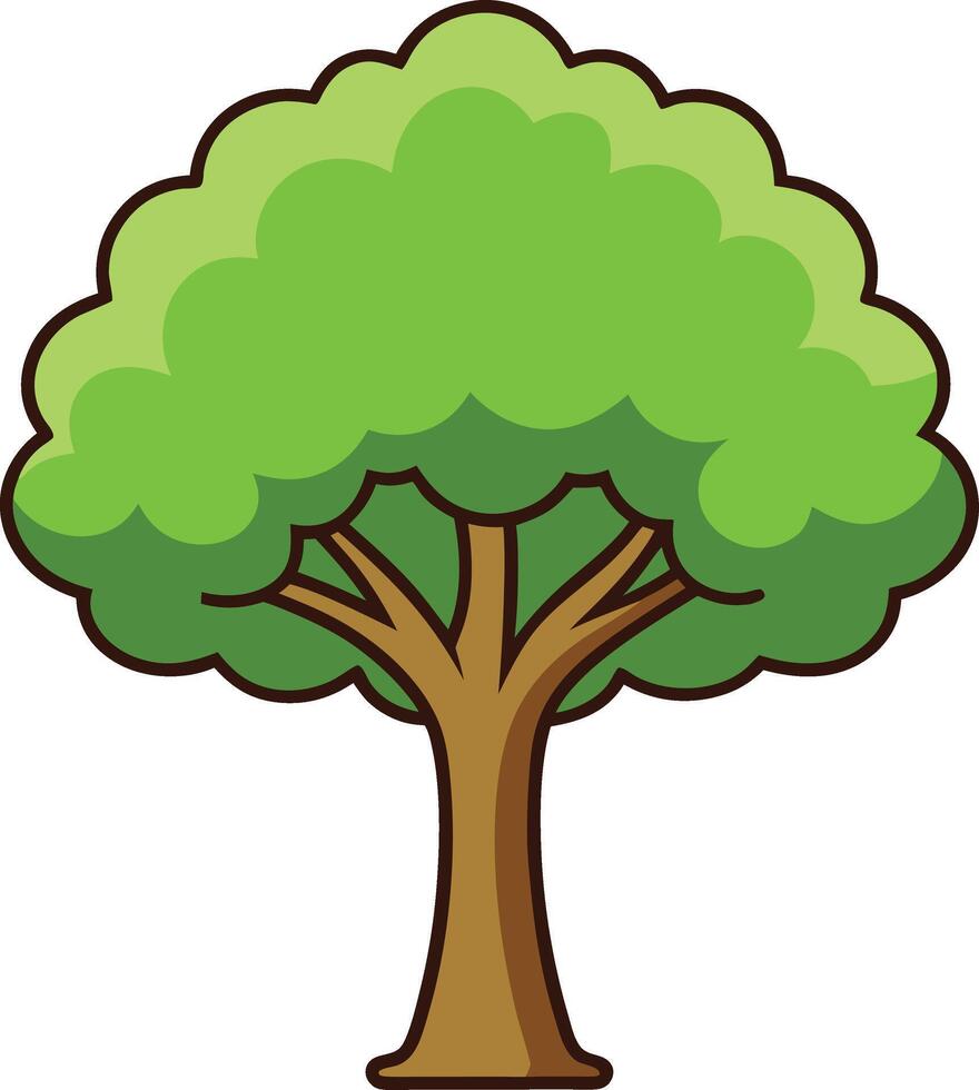 Flourishing tree, characterized by its rich green foliage and sturdy brown trunk vector