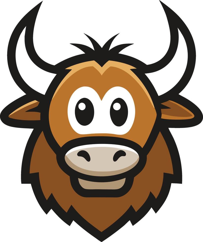 Cheerful Yak Mascot head face vector