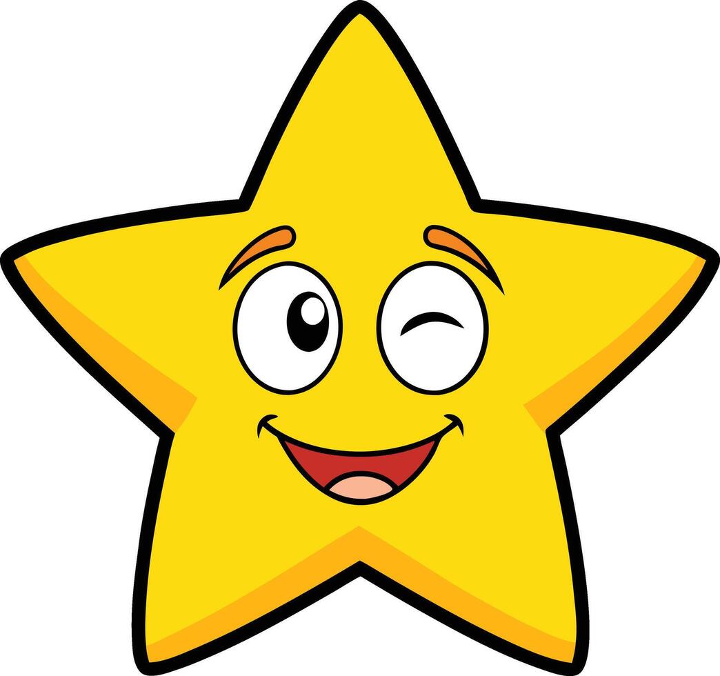 Cartoon star, winking mischievously vector