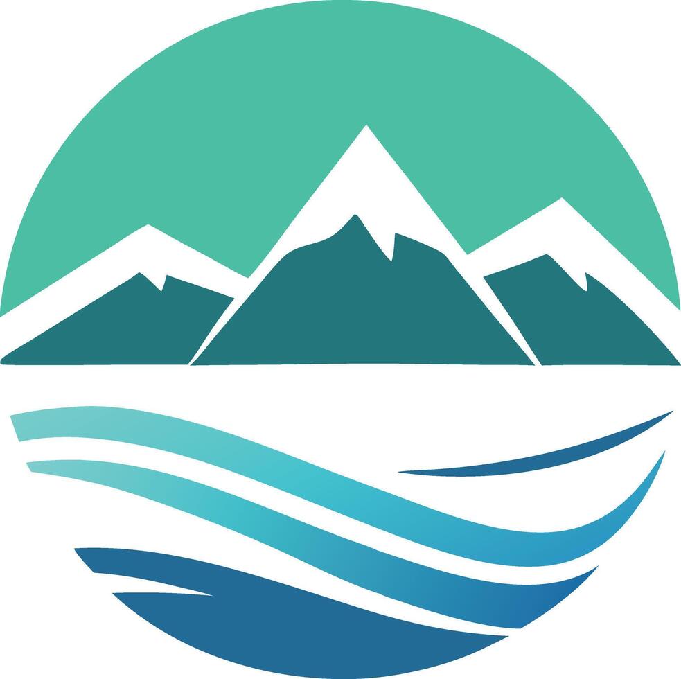 Mountain and Water Emblem mascot logo vector