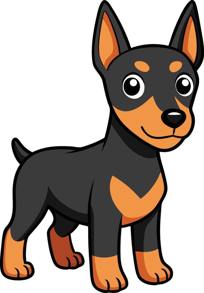 Cute Miniature Pinscher Puppy mascot logo vector