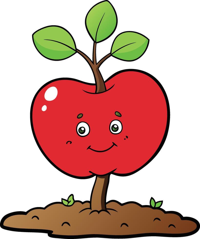 Tree grwoing inside an apple vector