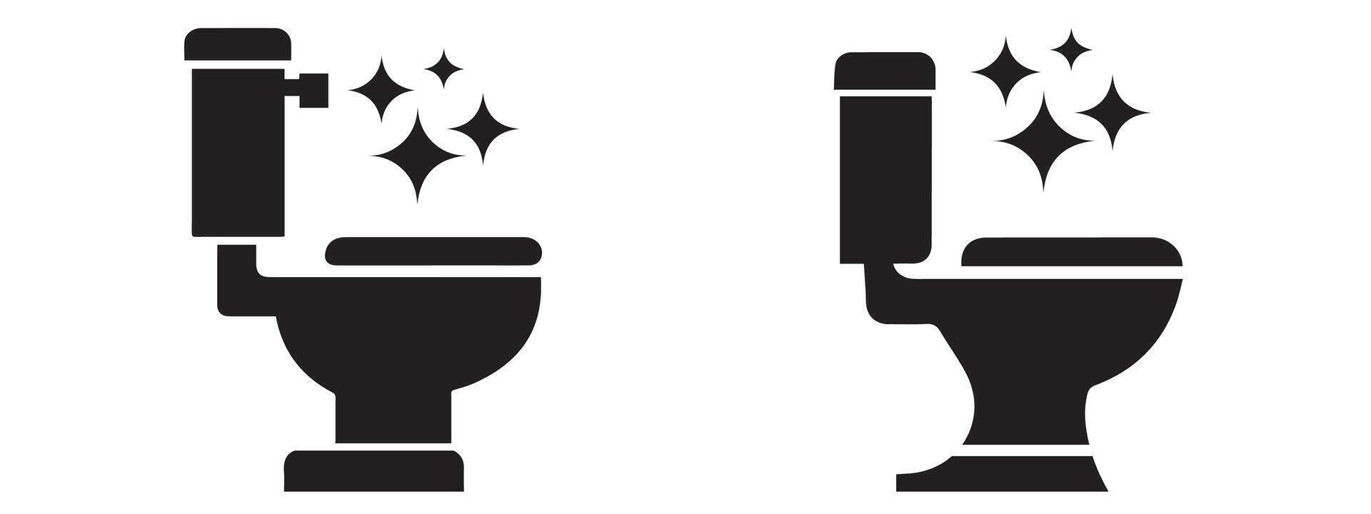 Clean Toilet Icons Two Styles of Sparkling Clean Restroom Fixtures vector