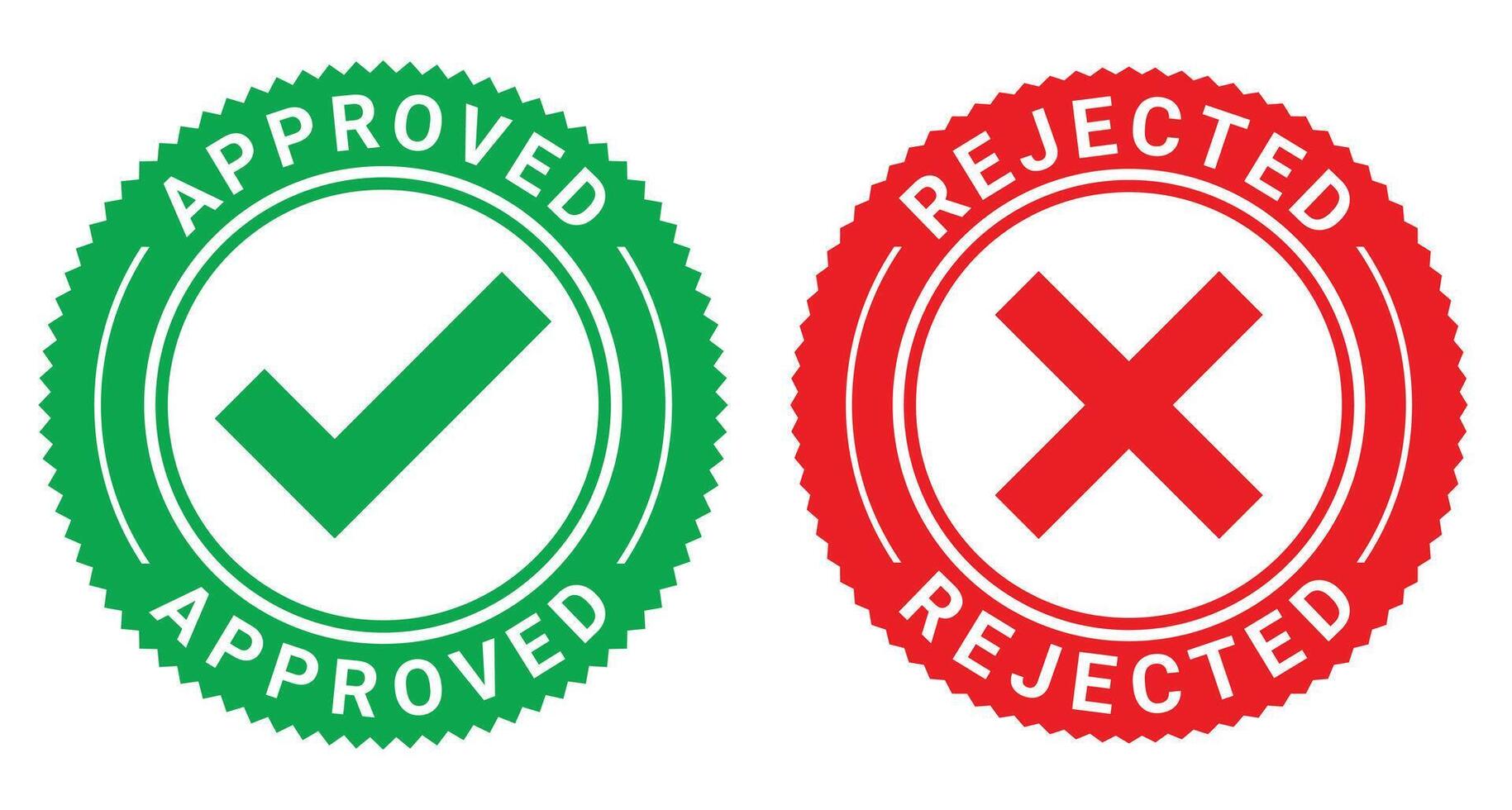 Approved and Rejected red ink rubber stamp sign symbol seal and badge Approved and Rejected stamp Approved and Rejected seal template vector