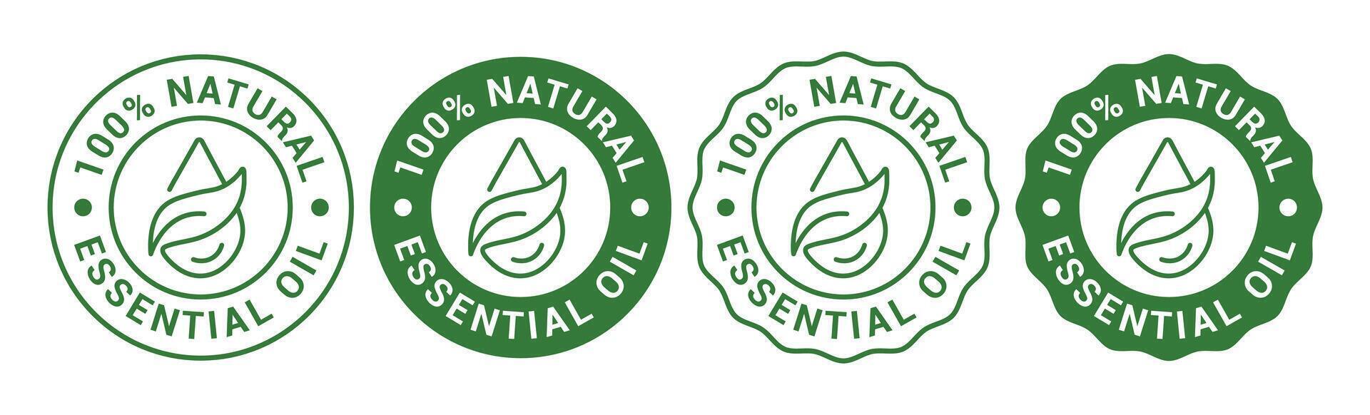 Essential oil drop icon for beauty and skincare natural product certificate label essential oils sticker logo for body lotion cream and shampoo moisturizer spa wellness fragrance icon vector