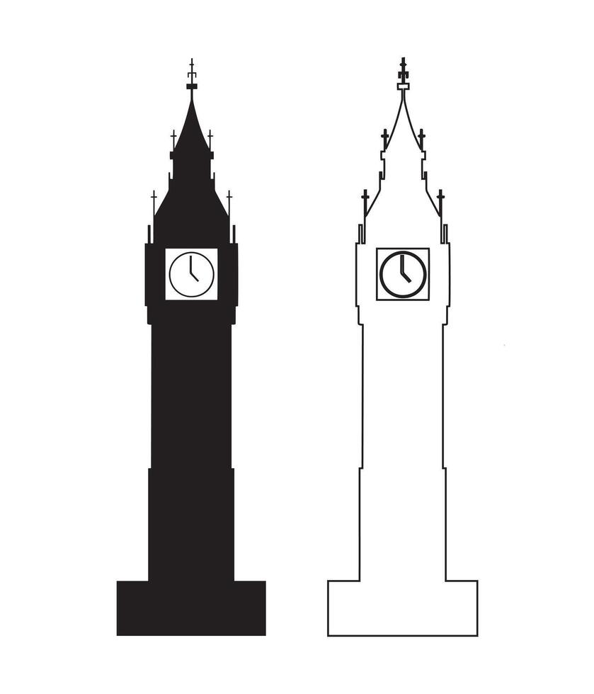 A Simple Black and White Illustration of the Elizabeth Tower, London vector