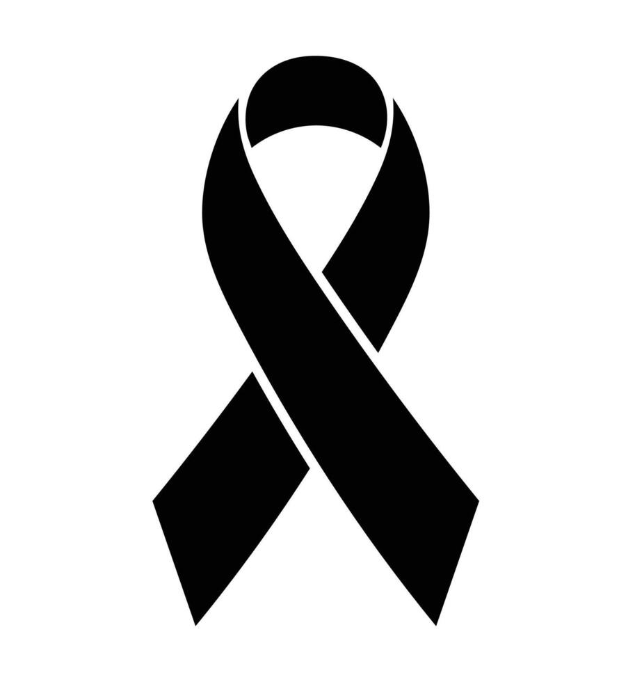Printblack awareness ribbon black ribbon with death mourning and terror design vector
