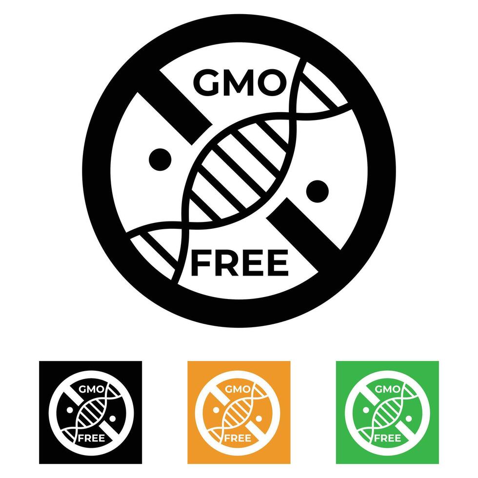 gmo free icon set non gmo label no added or artificial chemicals logo label badge sticker symbol emblem stamp line isolated illustration gmo free label vector