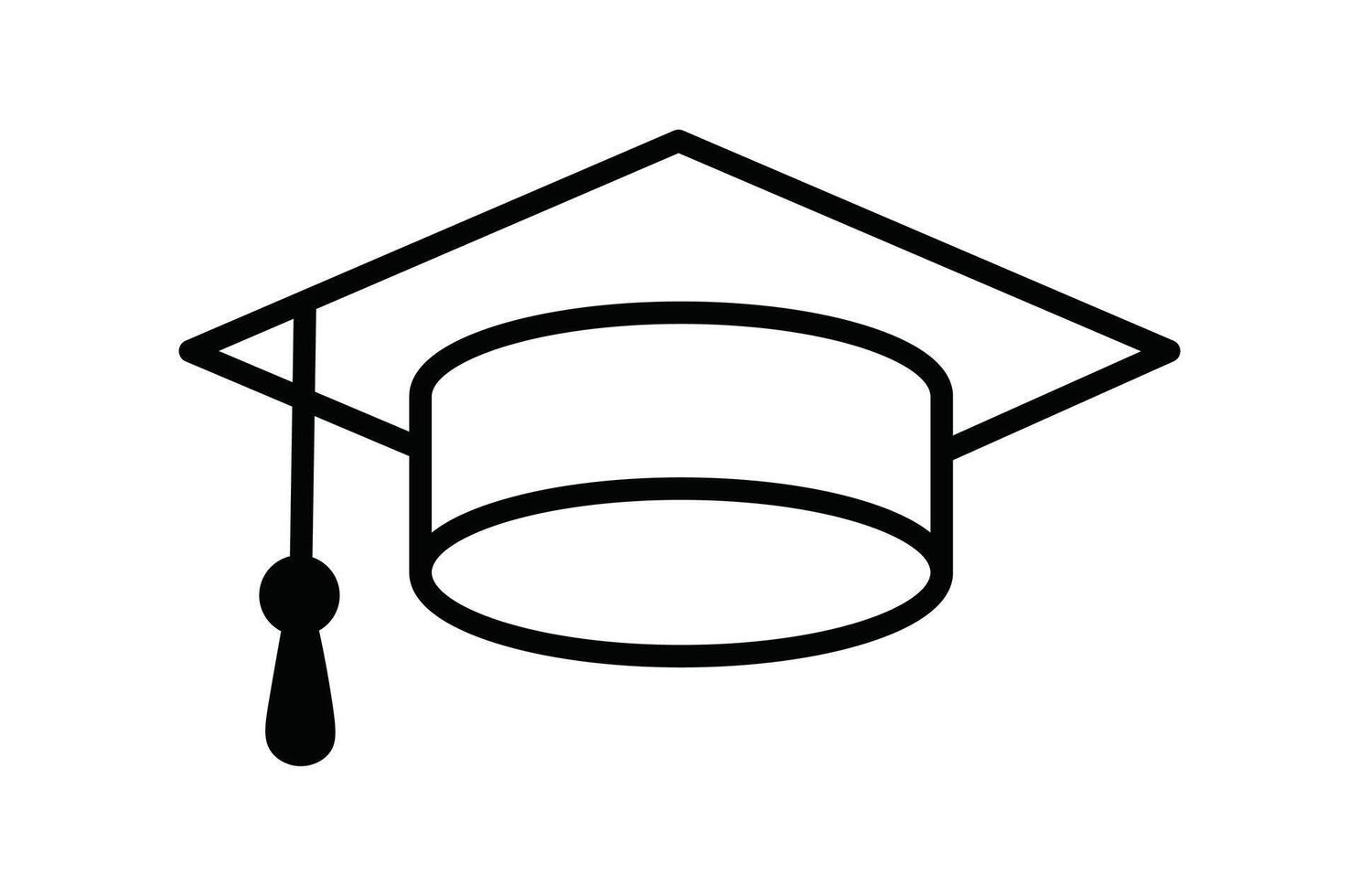 Simple Line Drawing of a Graduation Cap with a Tassel vector
