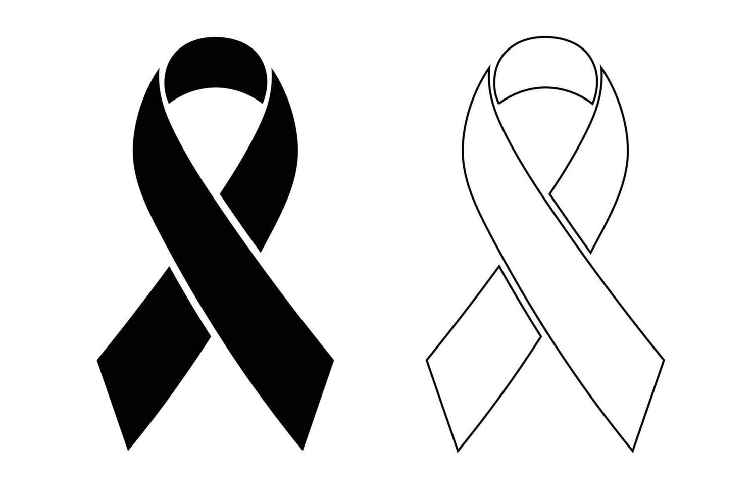 black awareness ribbon black ribbon with death mourning and terror design vector