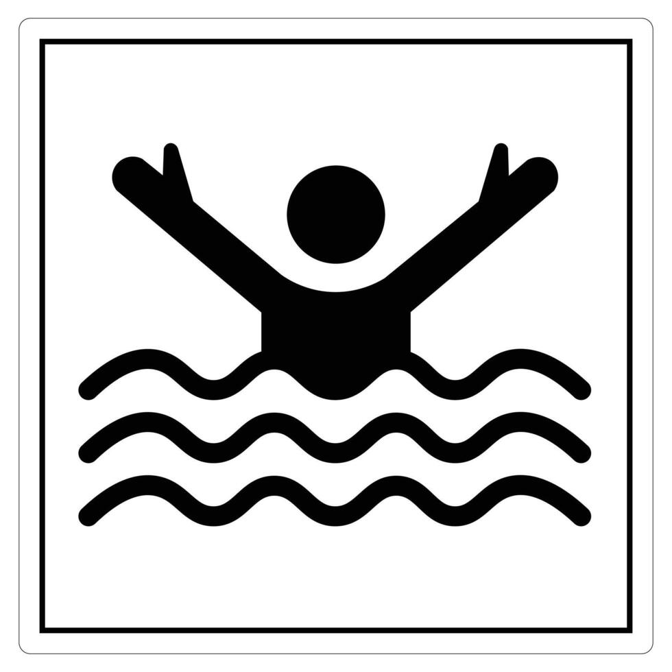 swimming symbol with person in water and raised arms for safety signage use vector